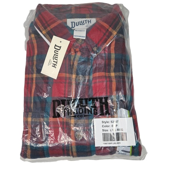 Flannel Plaid Shirt Mens Large Duluth Free Swingin Relax Fit - Picture 1 of 3